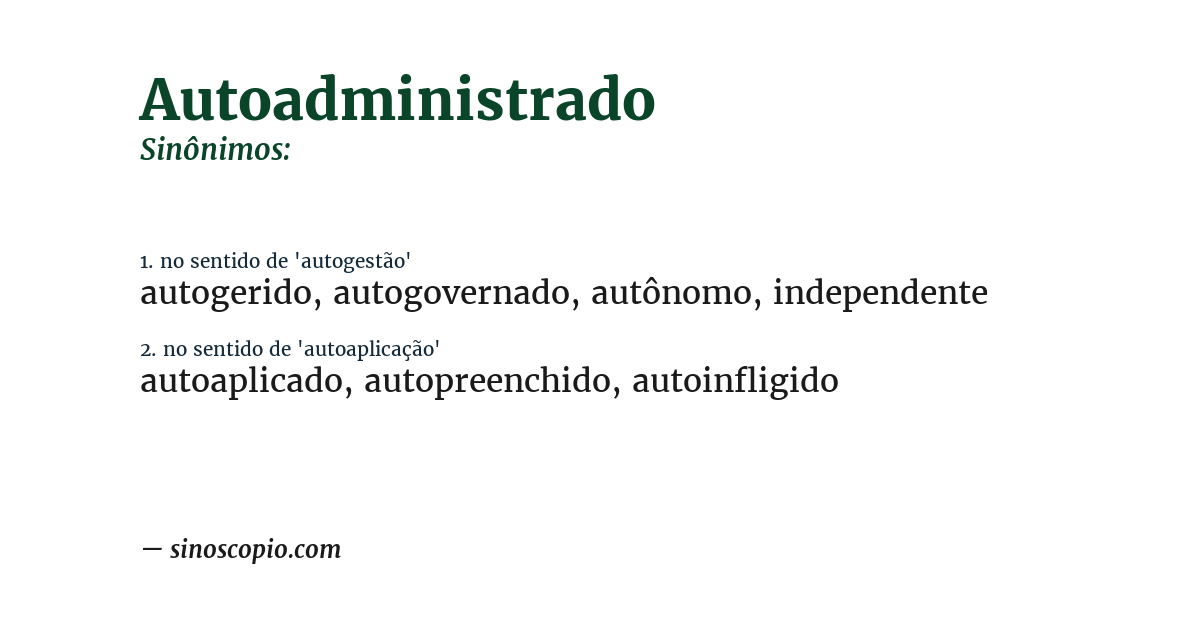 Sinônimo de autoadministrado
