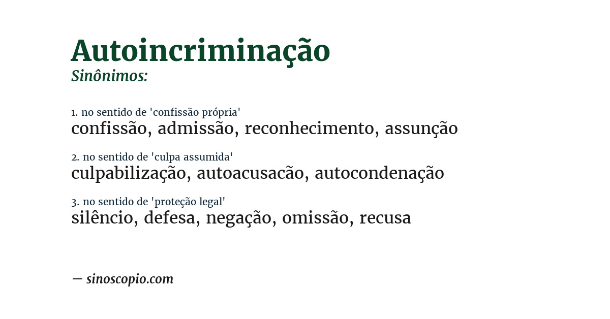 Sinônimo de autoincriminação