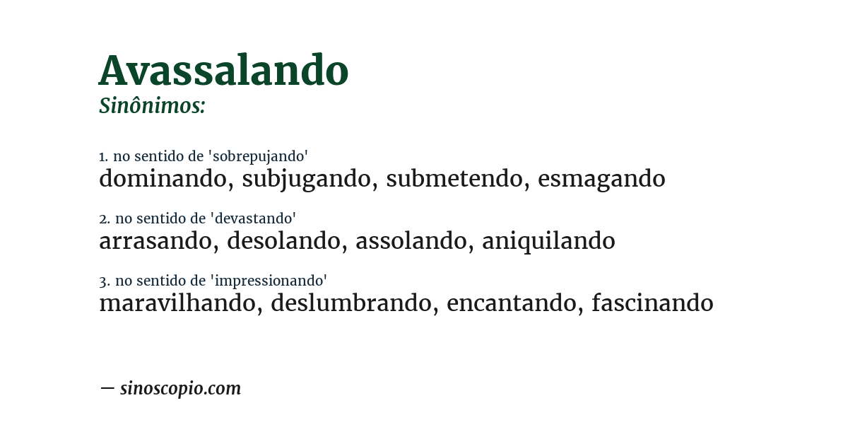 Sinônimo de avassalando