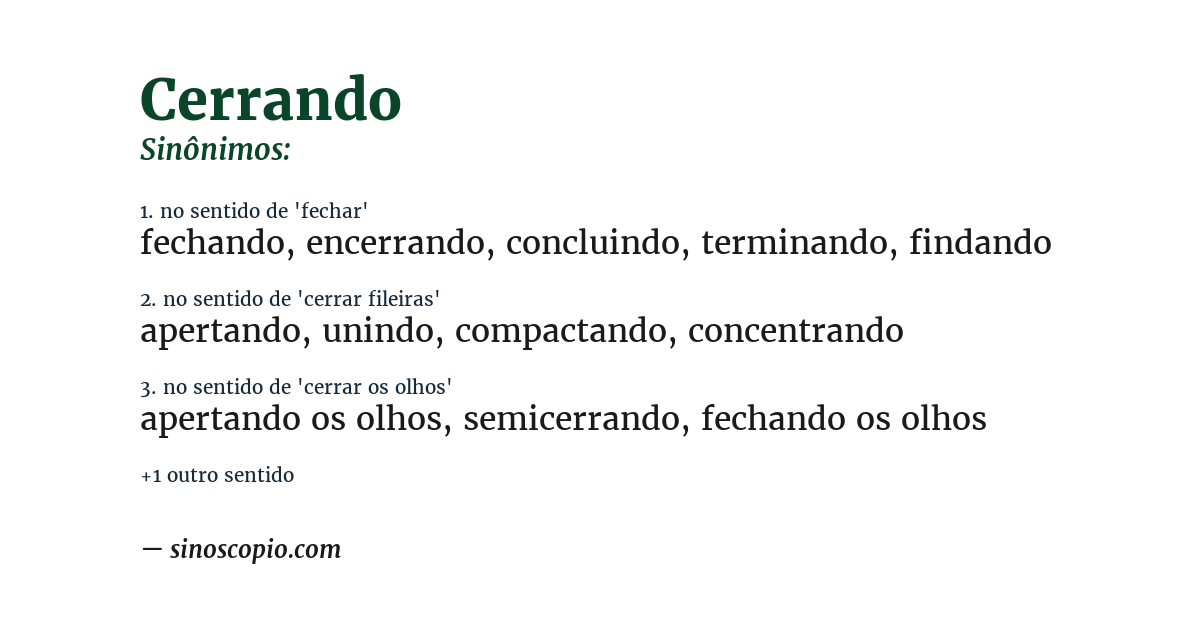 Sinônimo de cerrando
