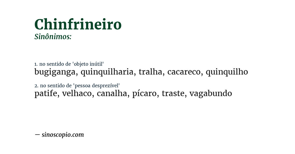 Sinônimo de chinfrineiro