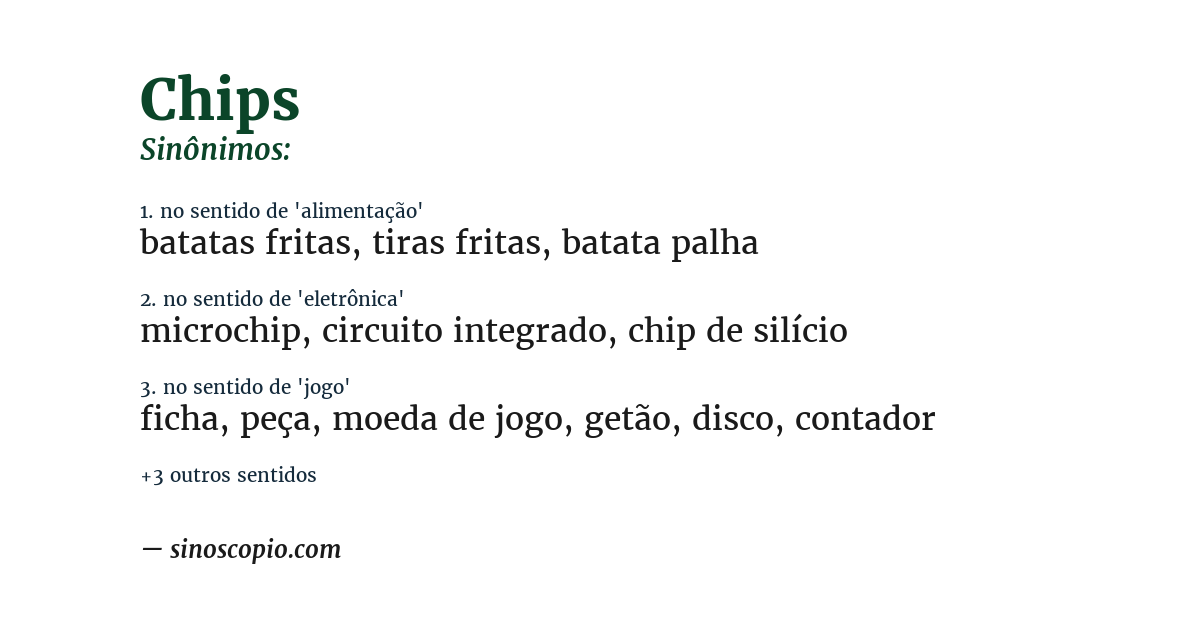 Sinônimo de chips