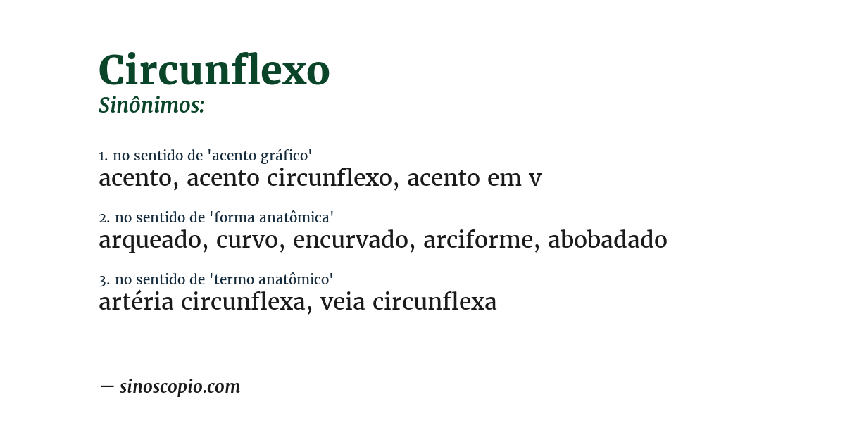 Sinônimo de circunflexo