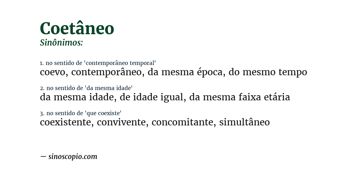Sinônimo de coetâneo