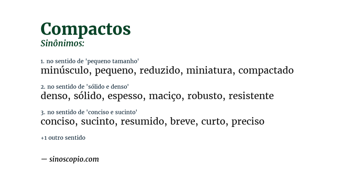Sinônimo de compactos