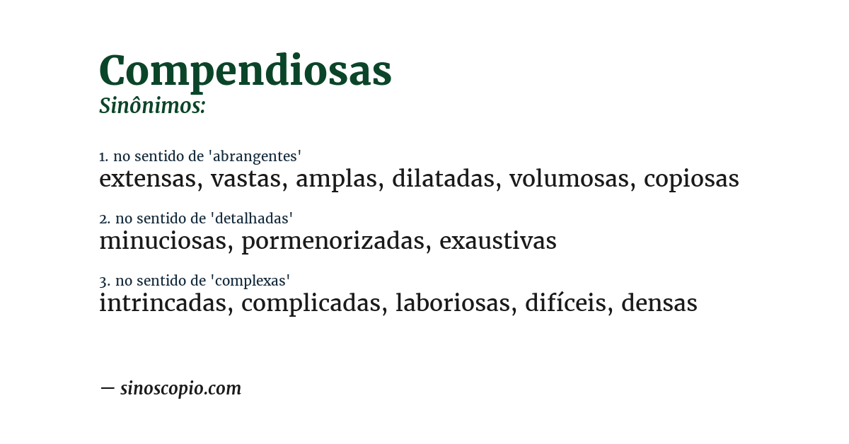 Sinônimo de compendiosas
