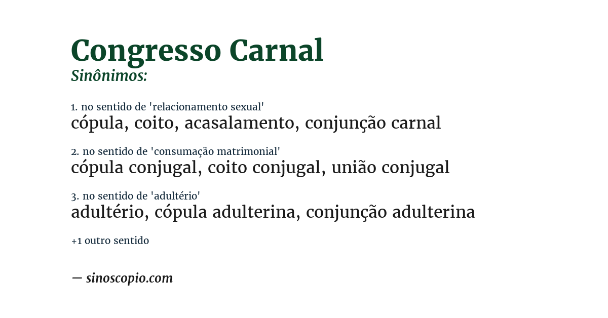 Sinônimo de congresso carnal