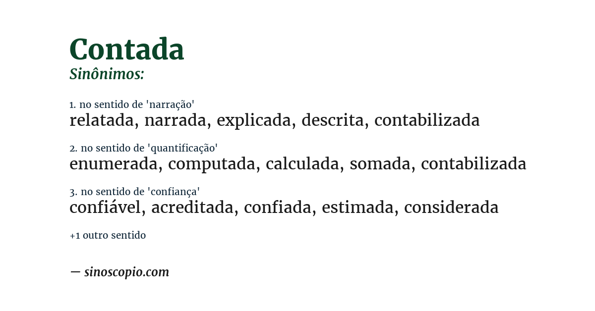 Sinônimo de contada