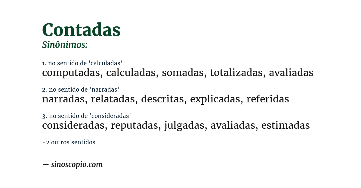 Sinônimo de contadas