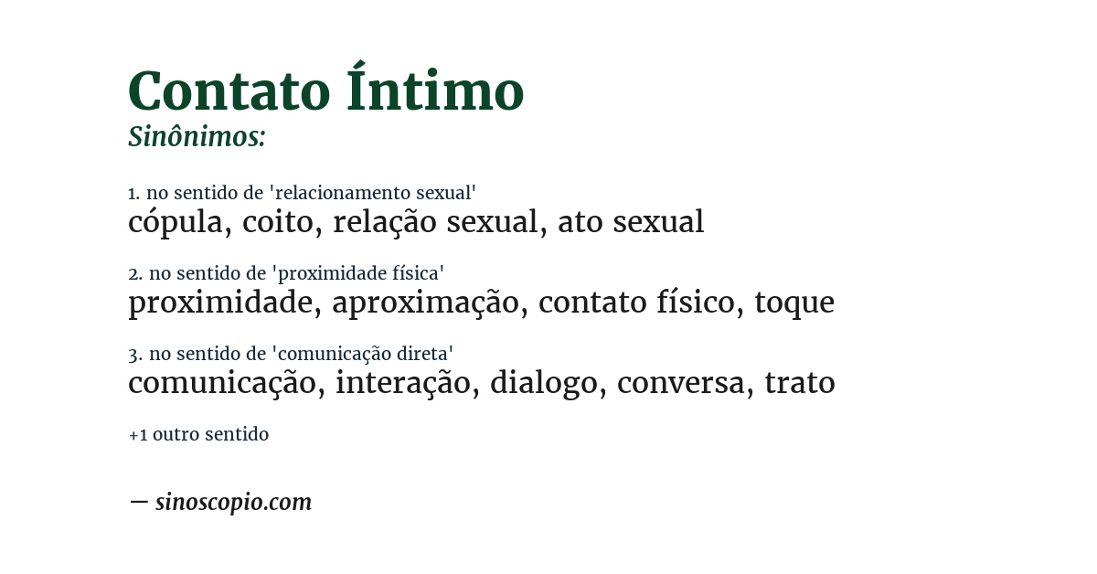 Sinônimo de contato íntimo
