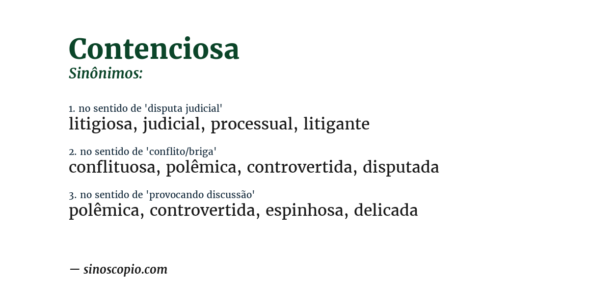 Sinônimo de contenciosa