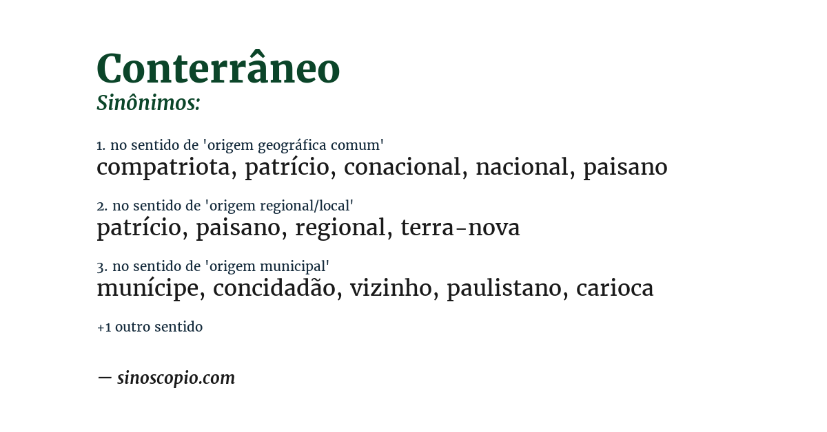 Sinônimo de conterrâneo