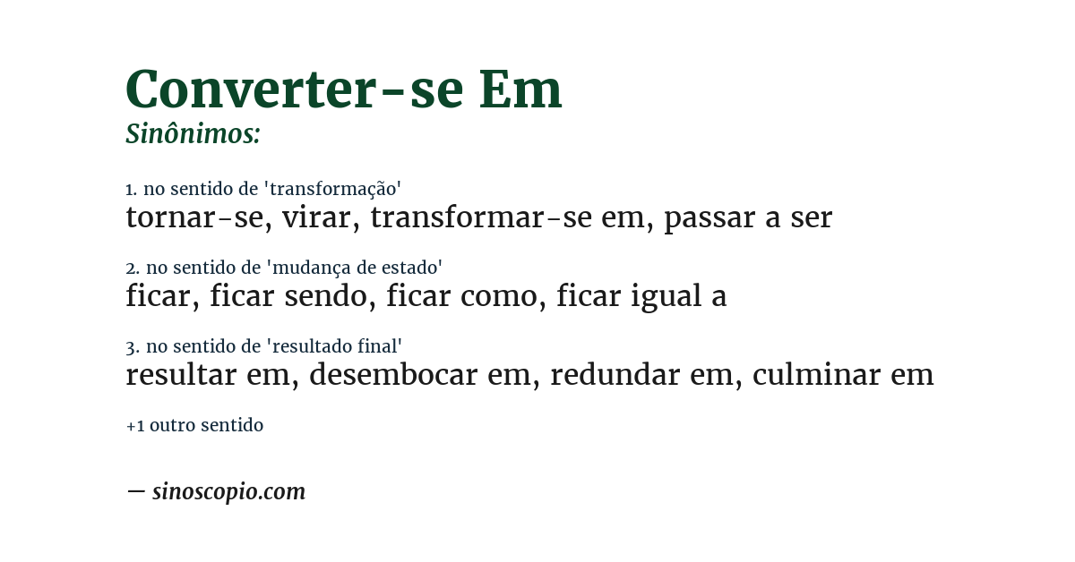 Sinônimo de converter-se em