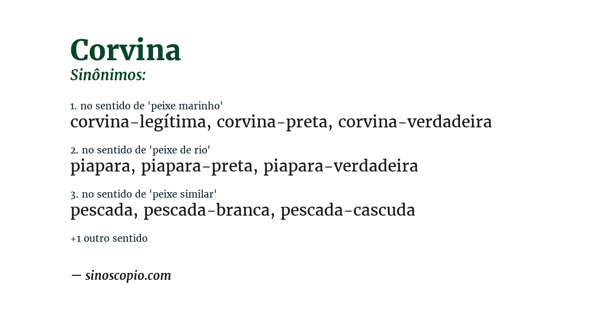 Sinônimo de corvina