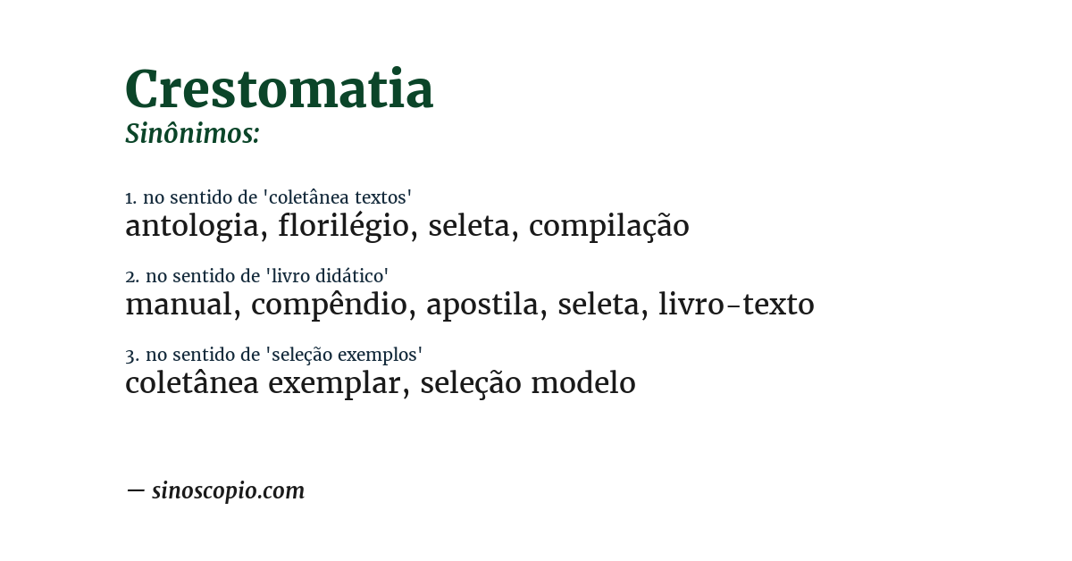 Sinônimo de crestomatia