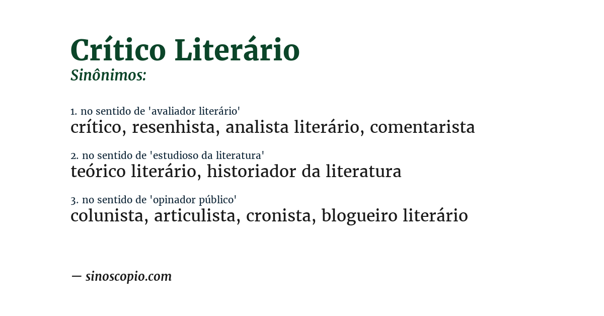 Sinônimo de crítico literário