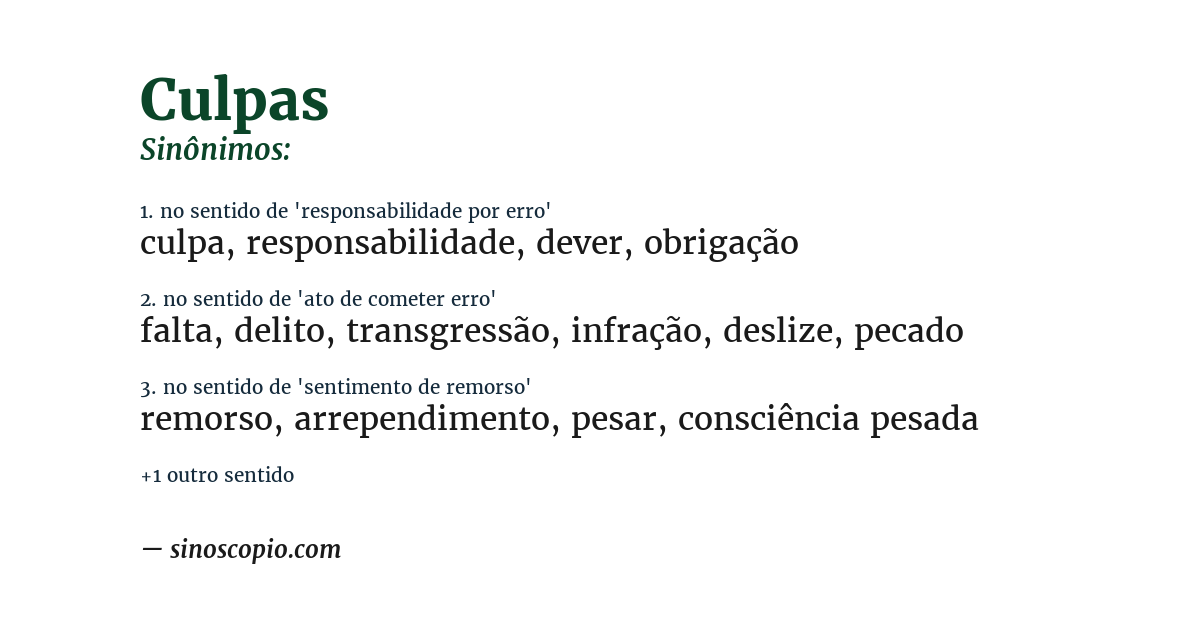 Sinônimo de culpas