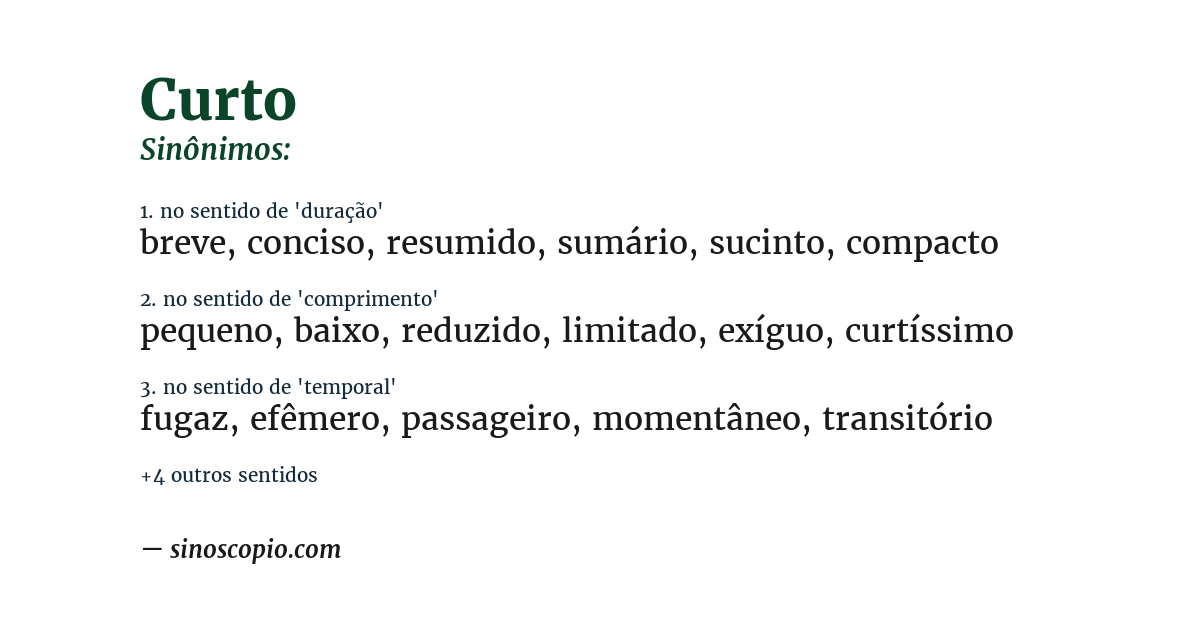 Sinônimo de curto