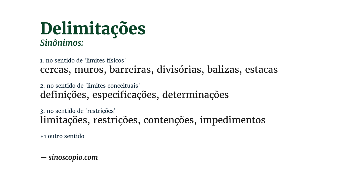 Sinônimo de delimitações