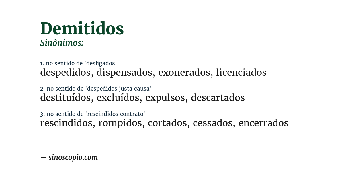 Sinônimo de demitidos
