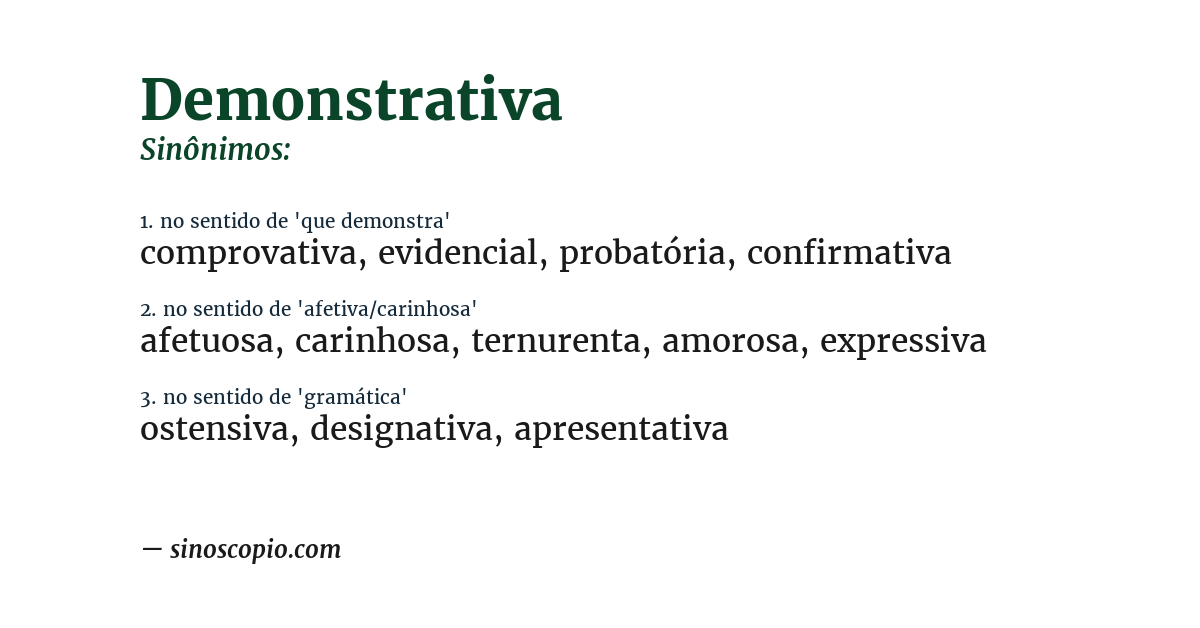 Sinônimo de demonstrativa