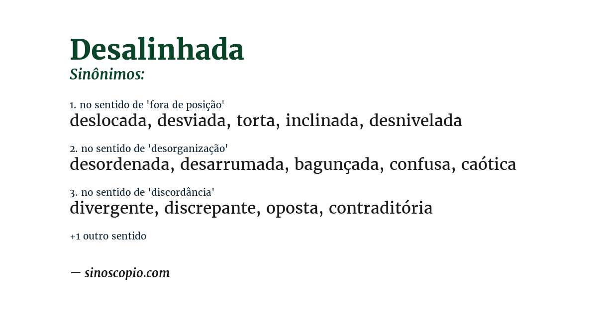 Sinônimo de desalinhada