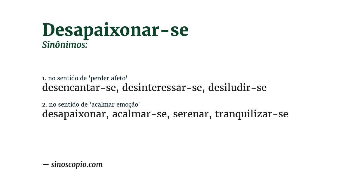 Sinônimo de desapaixonar-se