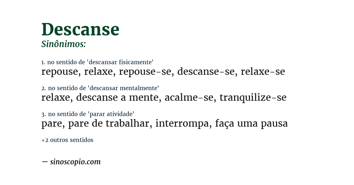 Sinônimo de descanse