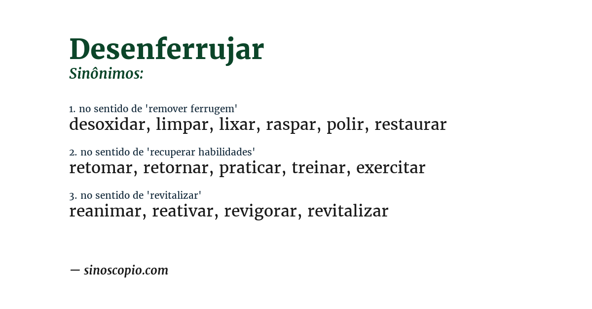 Sinônimo de desenferrujar