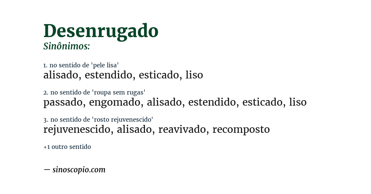 Sinônimo de desenrugado