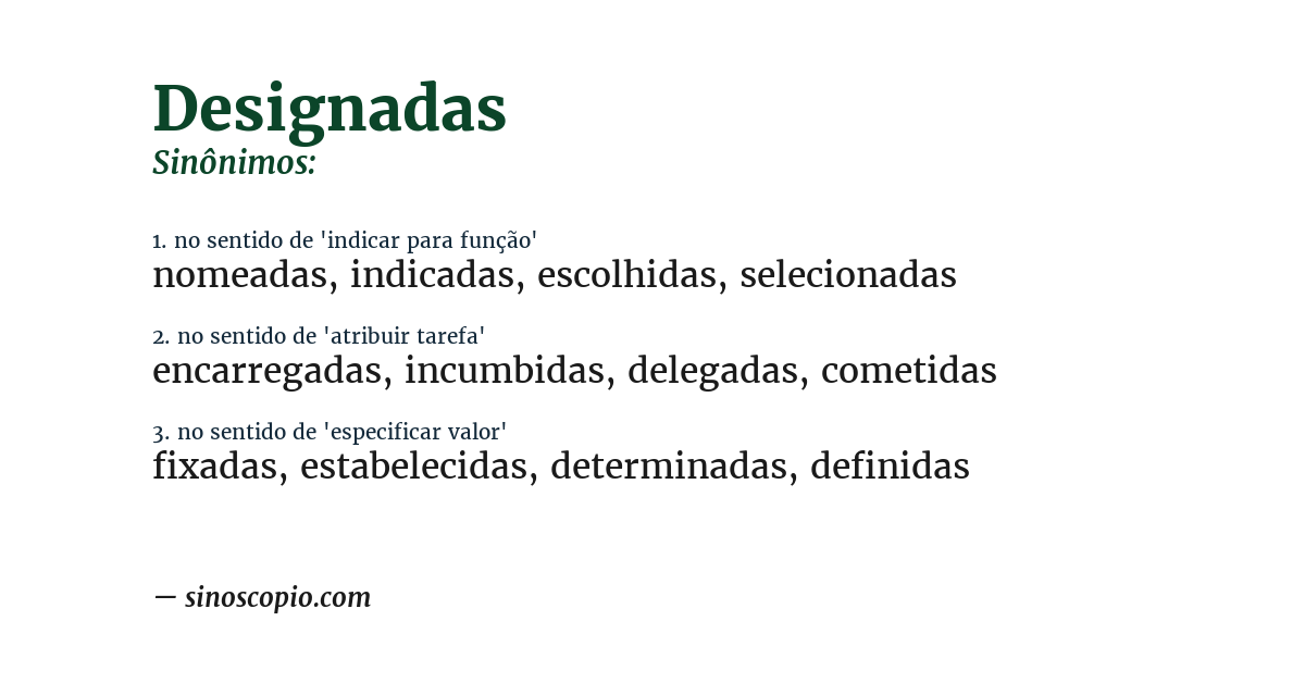 Sinônimo de designadas
