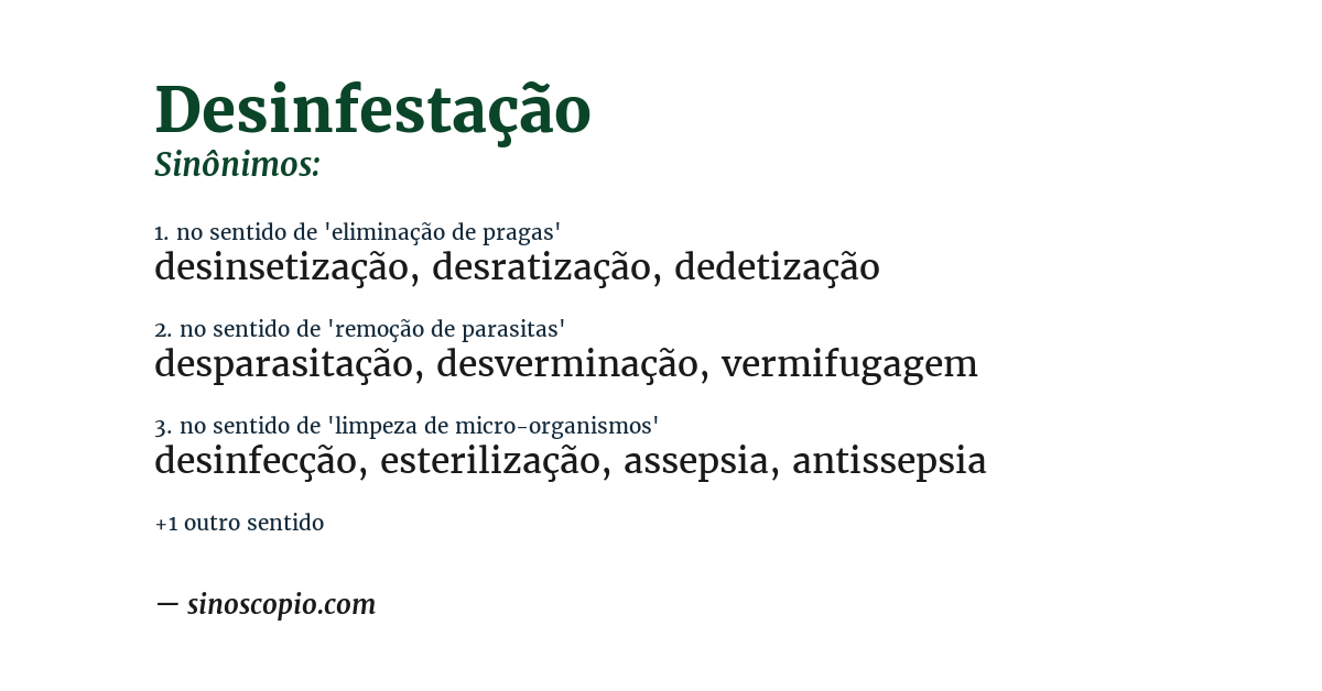 Sinônimo de desinfestação