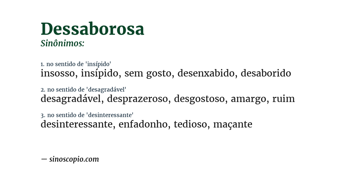Sinônimo de dessaborosa
