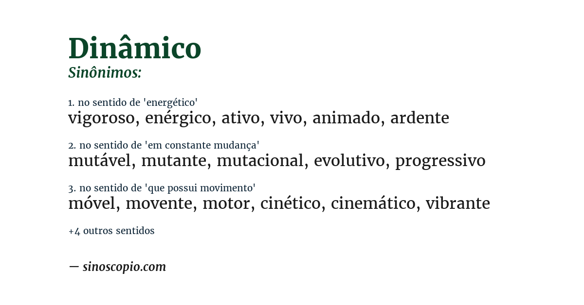Sinônimo de dinâmico