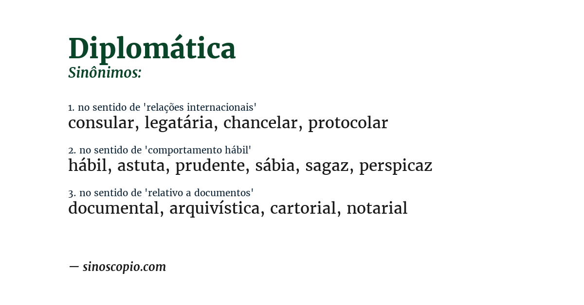 Sinônimo de diplomática