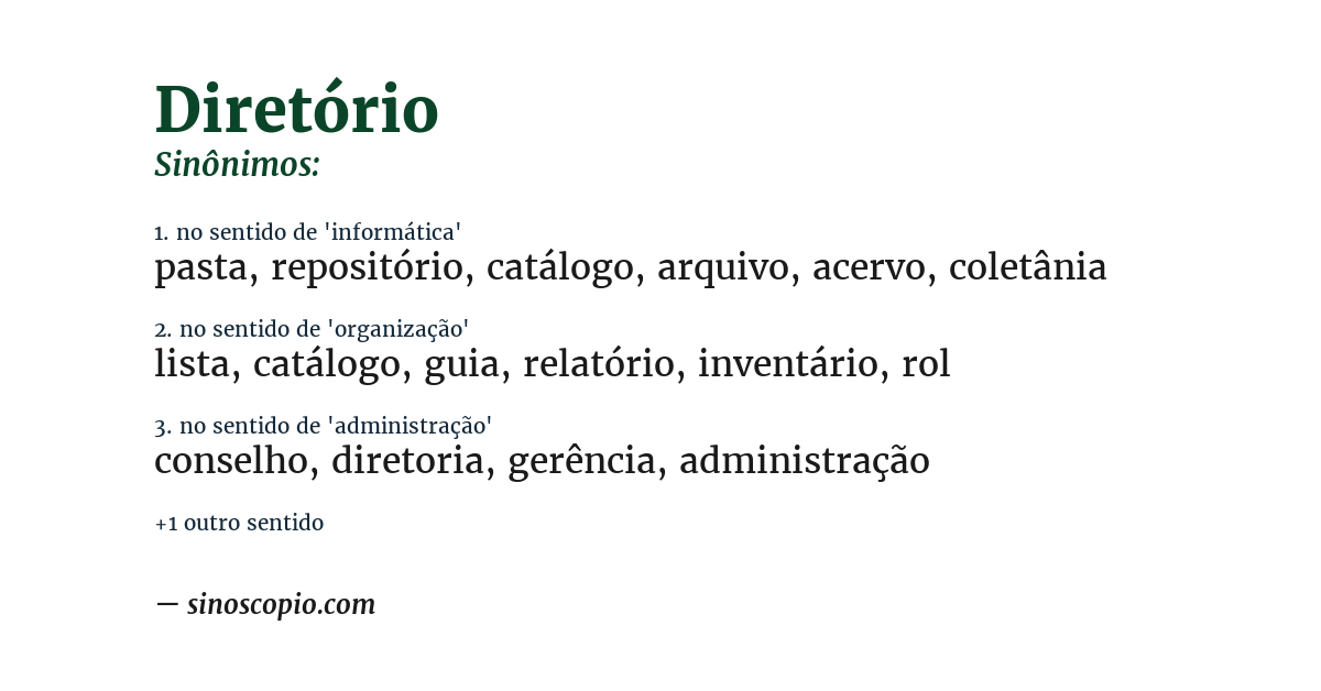 Sinônimo de diretório