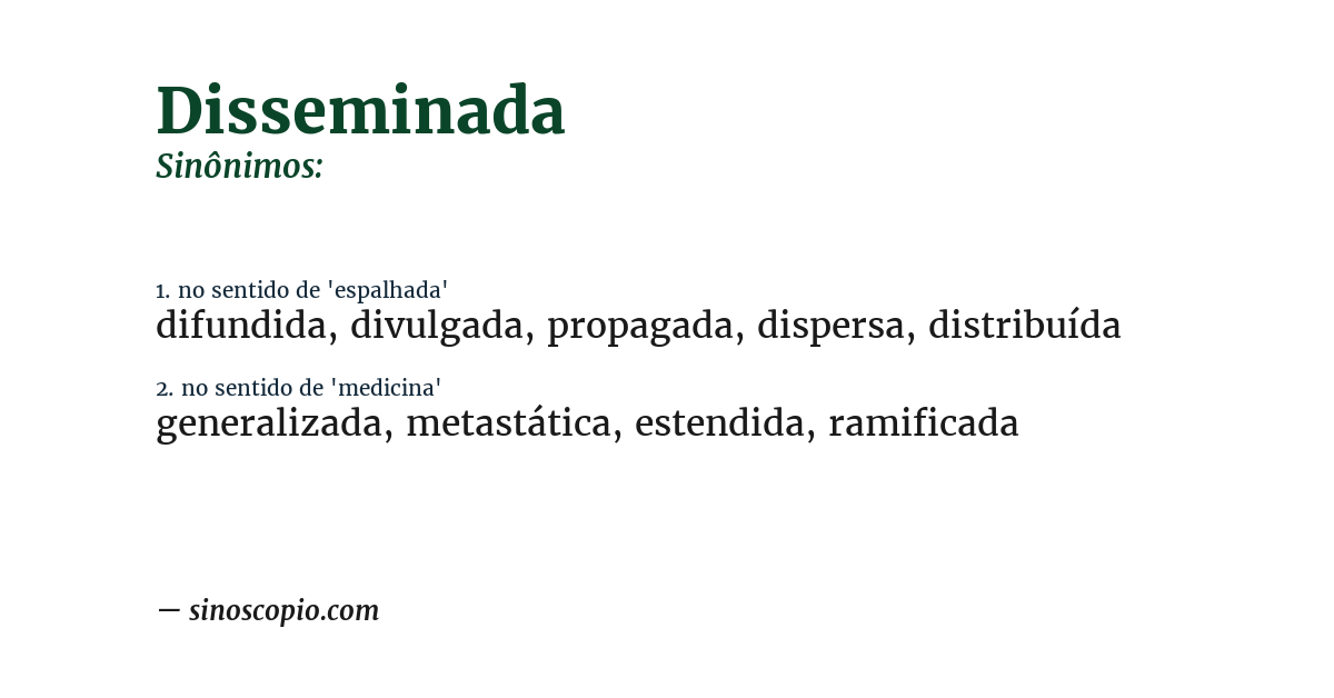 Sinônimo de disseminada