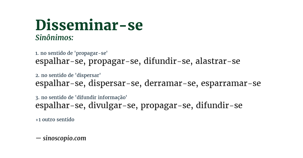 Sinônimo de disseminar-se