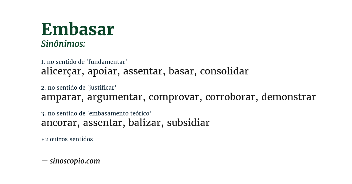 Sinônimo de embasar