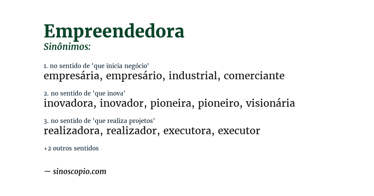 Sinônimo de empreendedora