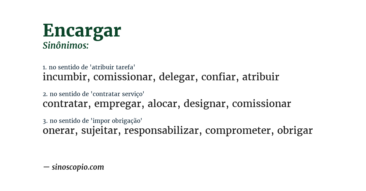 Sinônimo de encargar