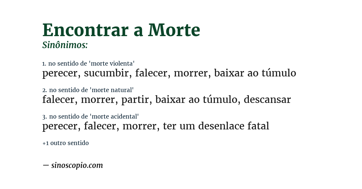 Sinônimo de encontrar a morte