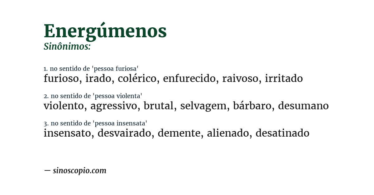 Sinônimo de energúmenos
