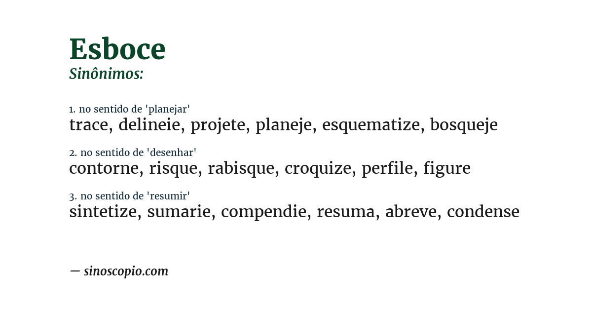 Sinônimo de esboce