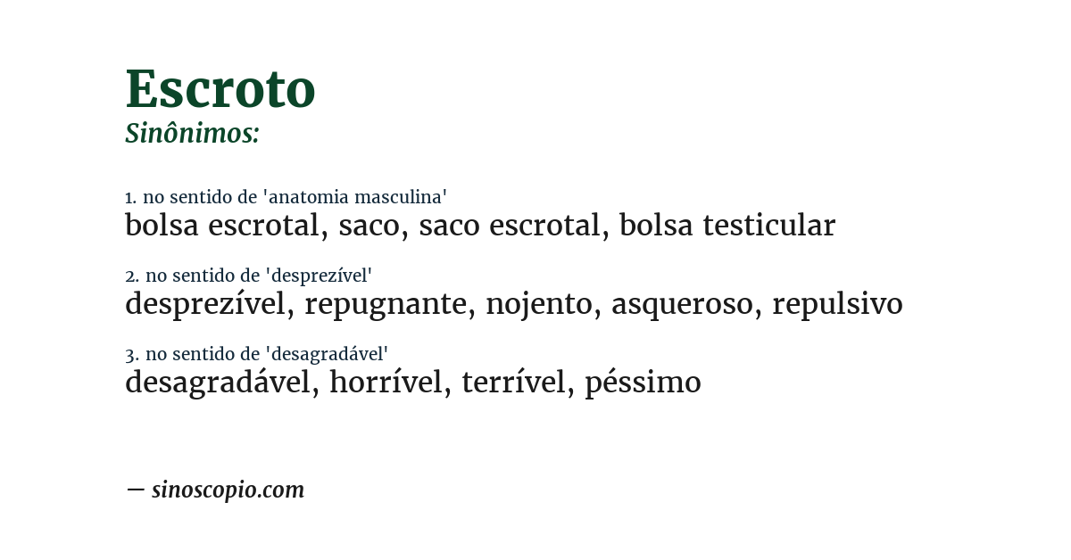 Sinônimo de escroto