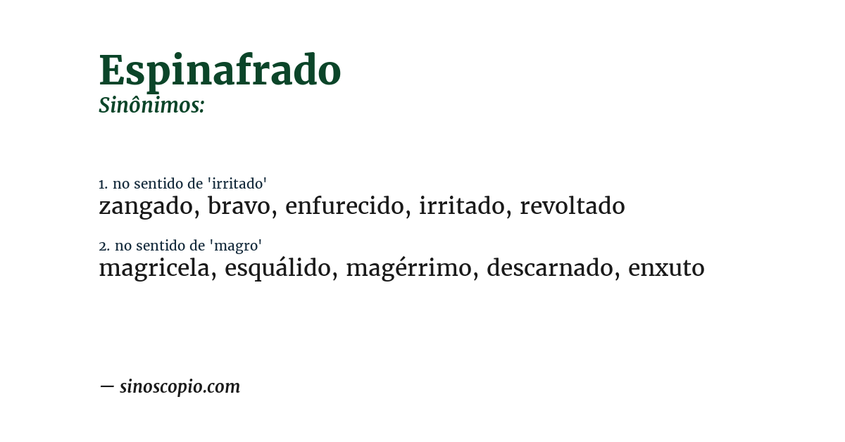 Sinônimo de espinafrado