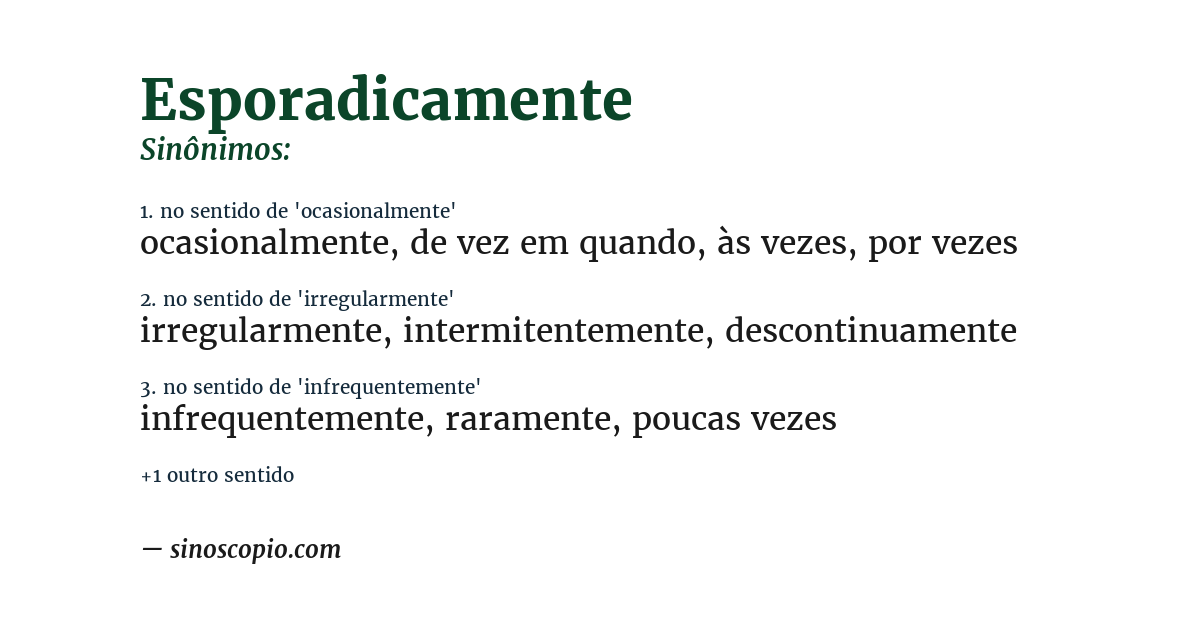 Sinônimo de esporadicamente