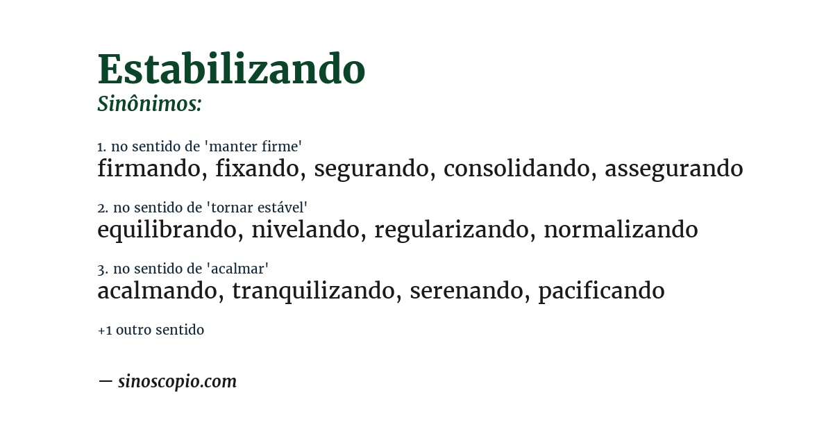 Sinônimo de estabilizando