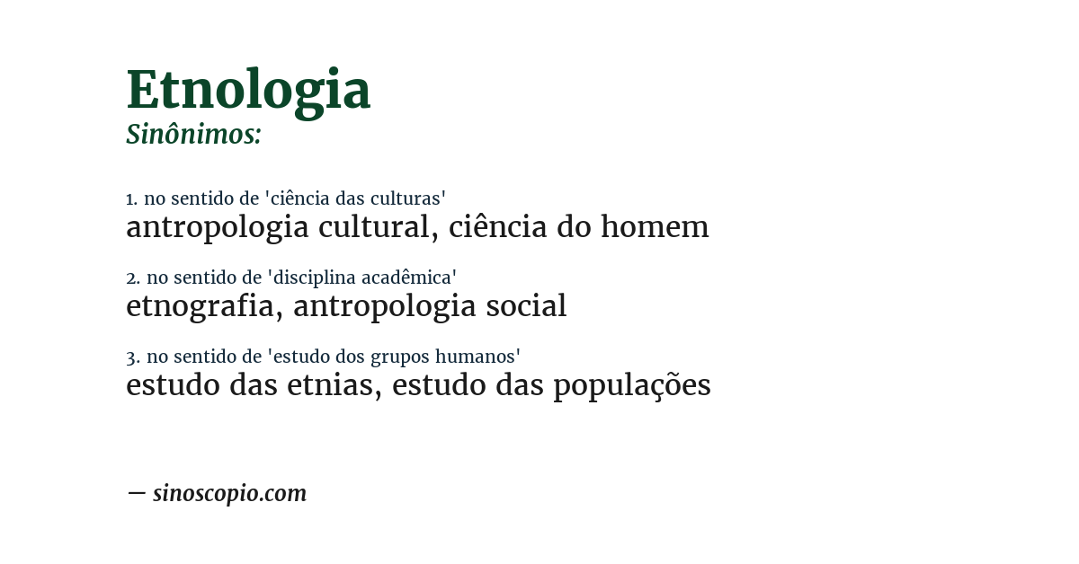 Sinônimo de etnologia