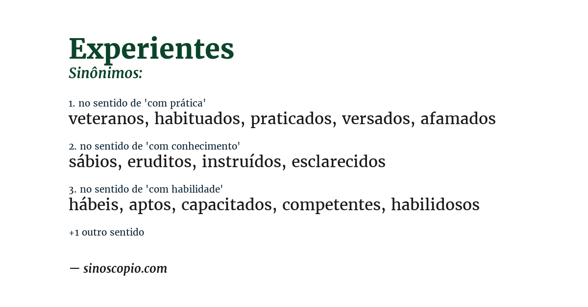 Sinônimo de experientes